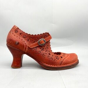 Neosens Womens 36 6 Rococo Mary Jane Heels Orange Tooled Leather Steampunk Shoes